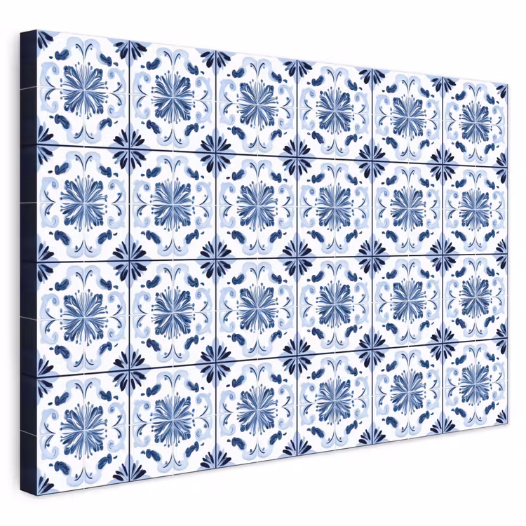 Patroon - Tegel - Blauw canvas 2cm klein 34 -3d