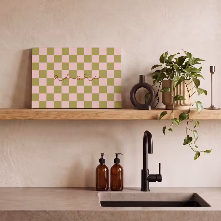 Patroon - Geblokt - Olijfgroen - Amore canvas 2cm klein -uniquesellingpoint_afwerking-onlywow_DE