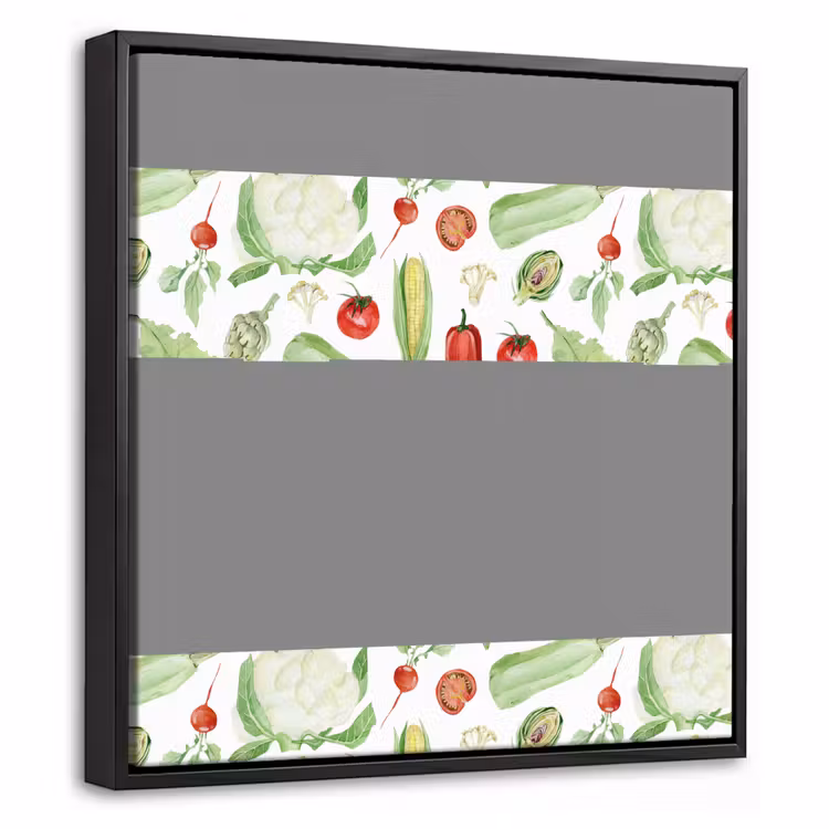 Patroon - Groen - Rood - Groente Canvas met baklijst klein 1124 -threedimensional_3d_global