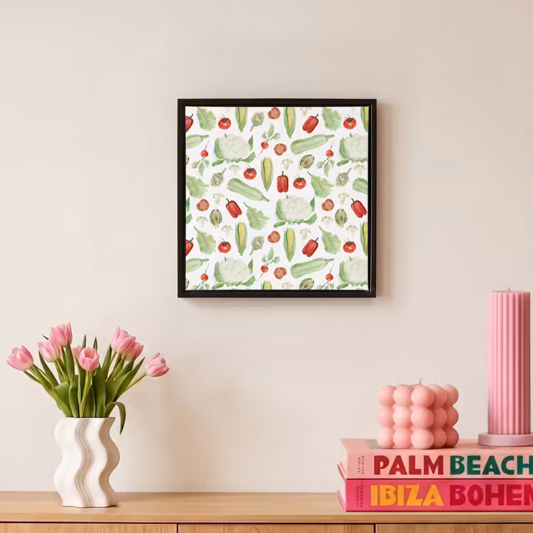 Patroon - Groen - Rood - Groente Canvas met baklijst klein 1124 -atmosphere_sfeer1_global