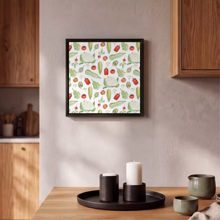 Patroon - Groen - Rood - Groente Canvas met baklijst klein 1124 -atmosphere_sfeer2_global