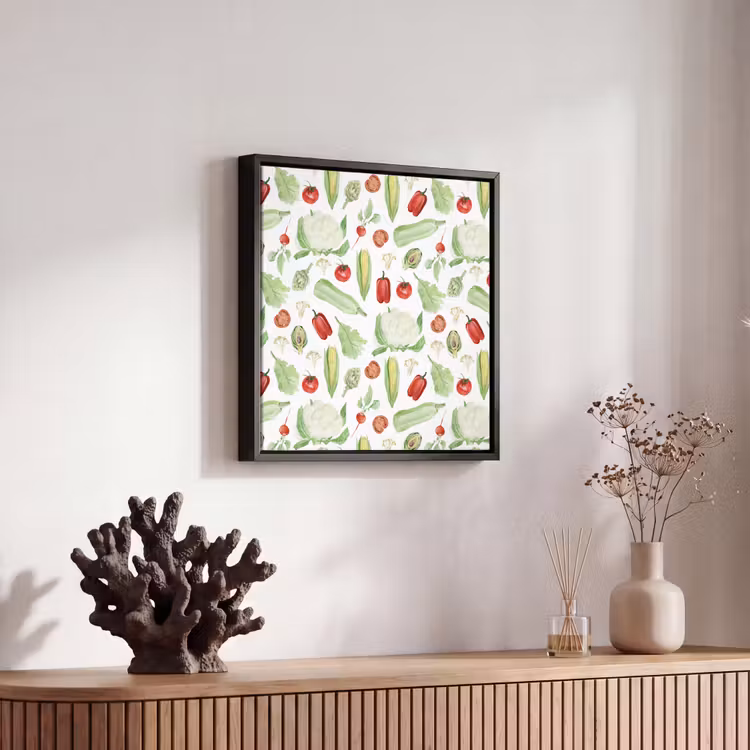 Patroon - Groen - Rood - Groente Canvas met baklijst klein 1124 -atmosphere_sfeer4_global