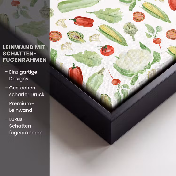 Patroon - Groen - Rood - Groente Canvas met baklijst klein 1124 -uniquesellingpoint_productkenmerken_DE