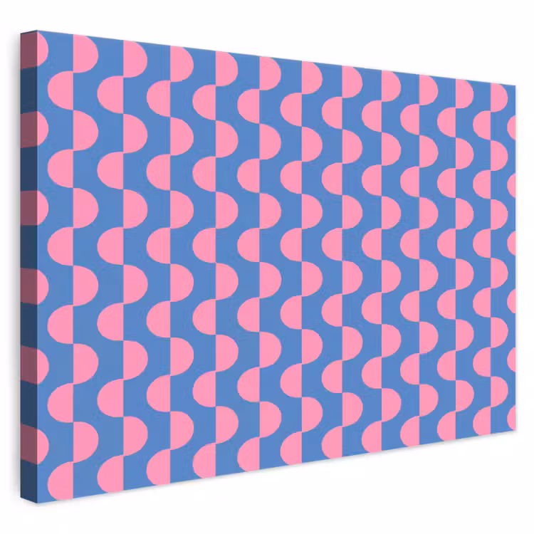Patroon - Halve cirkels - Abstract - Modern - Roze - Blauw canvas 2cm klein -3d