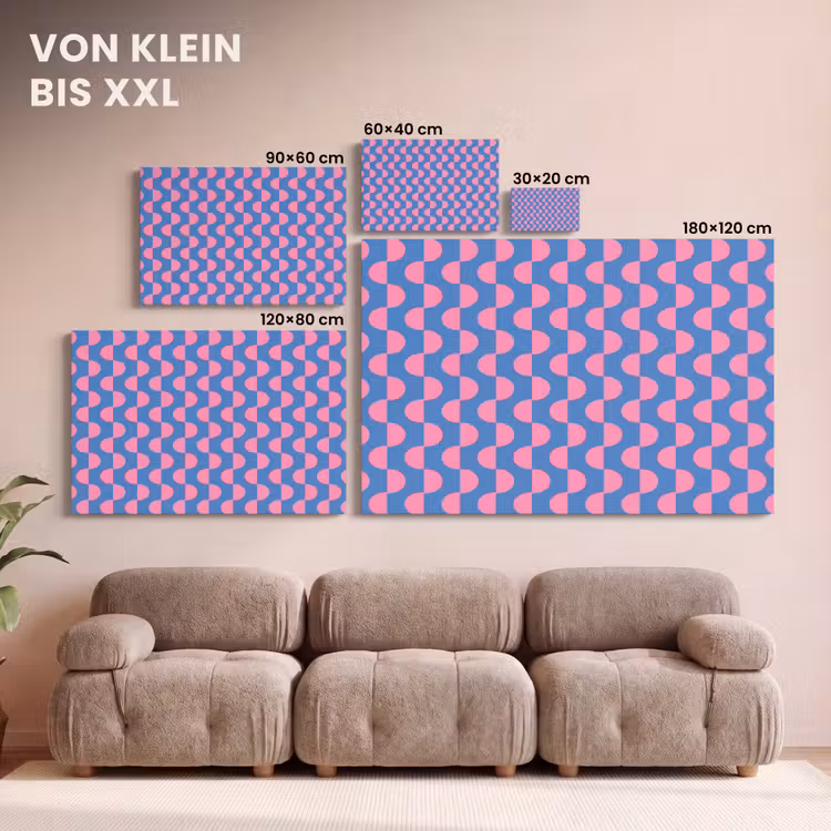 Patroon - Halve cirkels - Abstract - Modern - Roze - Blauw canvas 2cm klein -Xsfeer8_DE