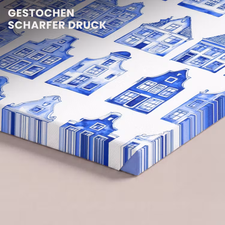 Patroon - Huizen - Blauw canvas 2cm klein 34 -closeup_print_DE