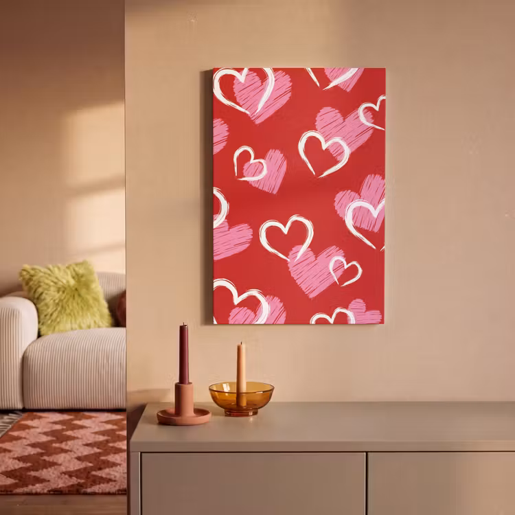 Patroon - Hartjes - Roze - Valentijn canvas 2cm klein -sfeer1