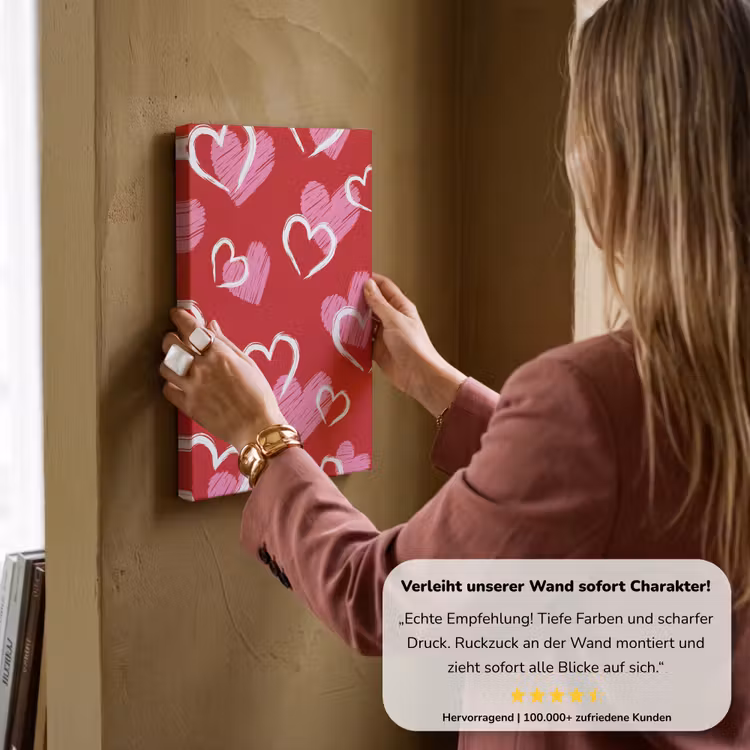 Patroon - Hartjes - Roze - Valentijn canvas 2cm klein -Xsfeer7_DE