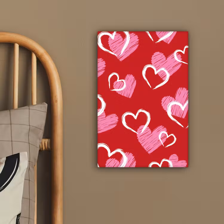 Patroon - Hartjes - Roze - Valentijn canvas 2cm klein -sfeer3