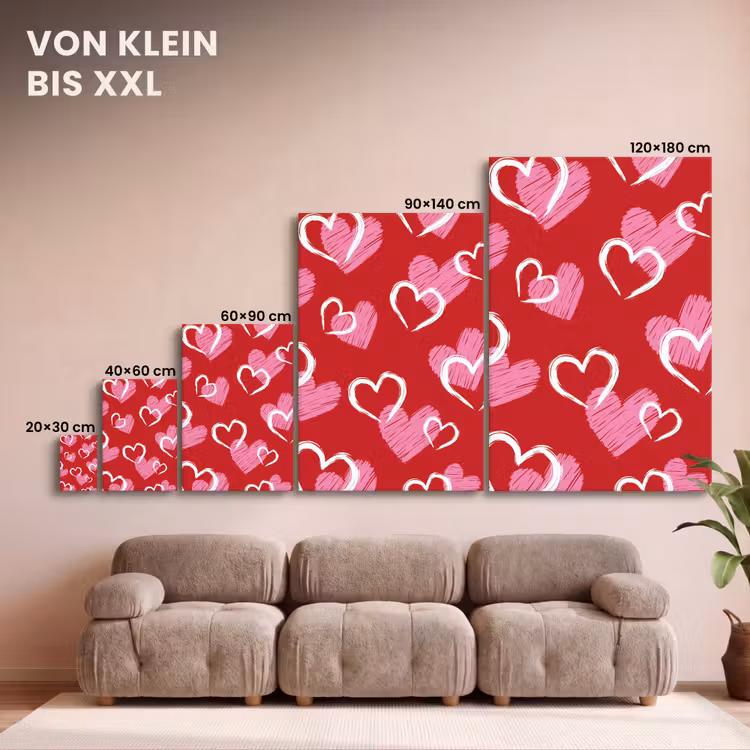 Patroon - Hartjes - Roze - Valentijn canvas 2cm klein -Xsfeer8_DE