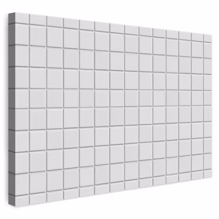 Patroon - Tegels - Grijs - Wit canvas 2cm klein 34 -3d
