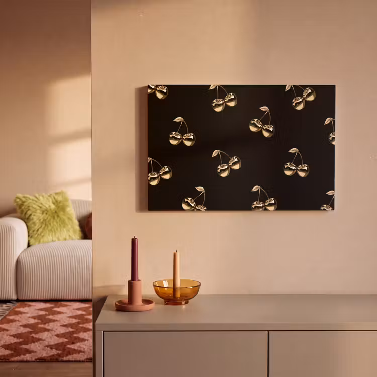 Patroon - Kersen - Goud - Chrome canvas 2cm klein -sfeer1