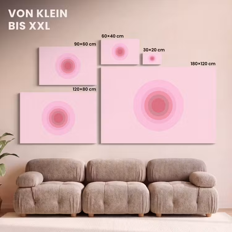 Patroon - Cirkels - Abstract - Roze - Modern canvas 2cm klein -Xsfeer8_DE