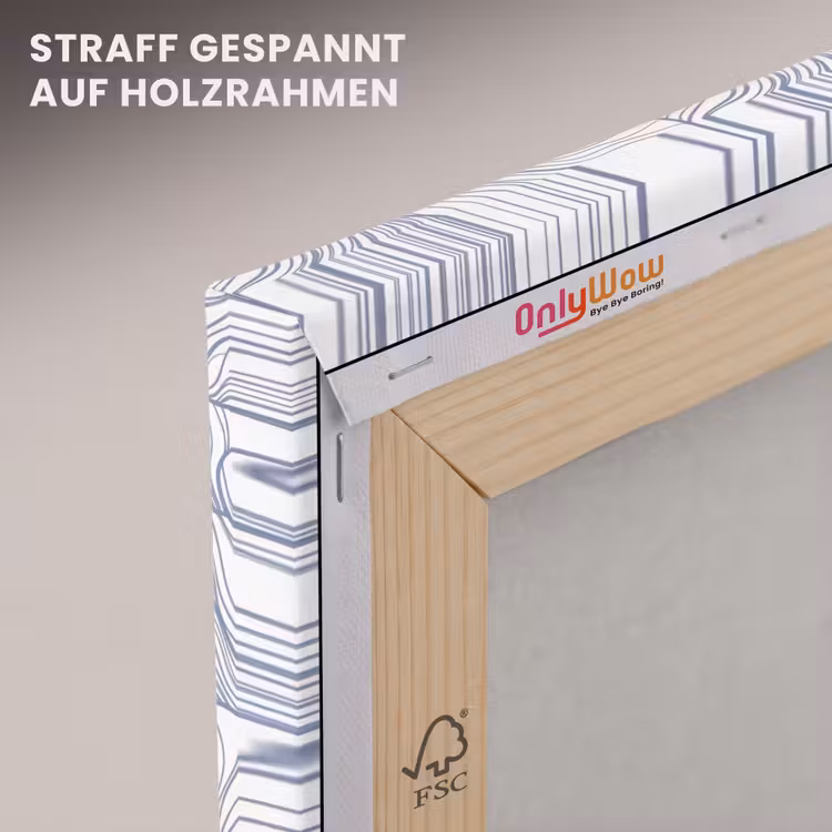 Patroon - Lijnen - Organisch - Abstract - Blauw canvas 2cm klein -uniquesellingpoint_afwerking-onlywow_DE