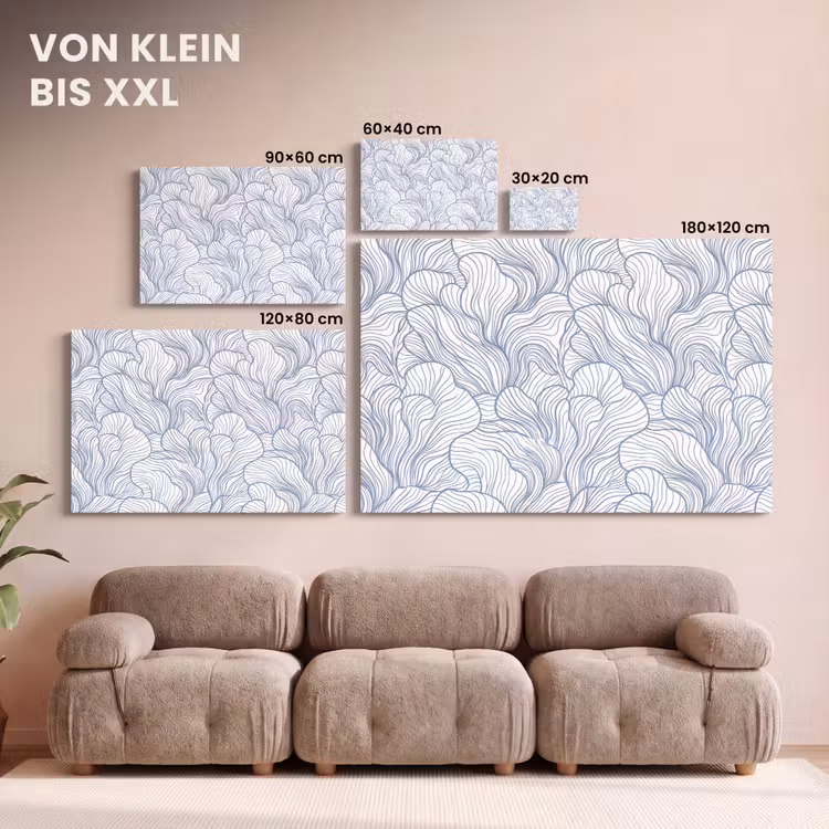 Patroon - Lijnen - Organisch - Abstract - Blauw canvas 2cm klein -Xsfeer8_DE