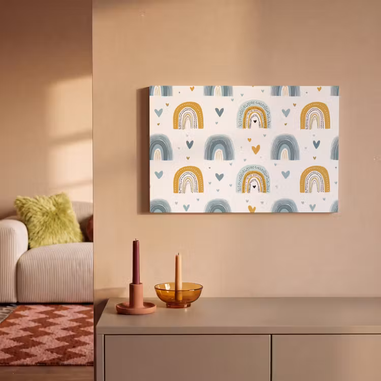 Patroon - Regenboog - Hartjes canvas 2cm klein -sfeer1