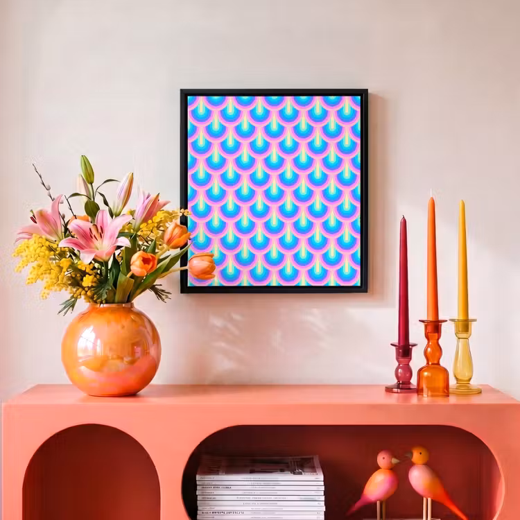 Patroon - Regenboogwaaier - Neon Canvas met baklijst klein 1124 -atmosphere_sfeer3_global
