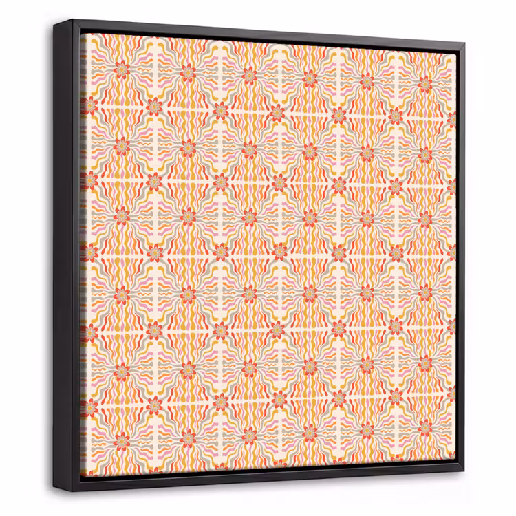 Patroon - Retro - Kleur Canvas met baklijst klein 1124 -threedimensional_3d_global