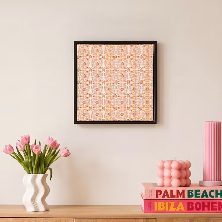Patroon - Retro - Kleur Canvas met baklijst klein 1124 -atmosphere_sfeer1_global