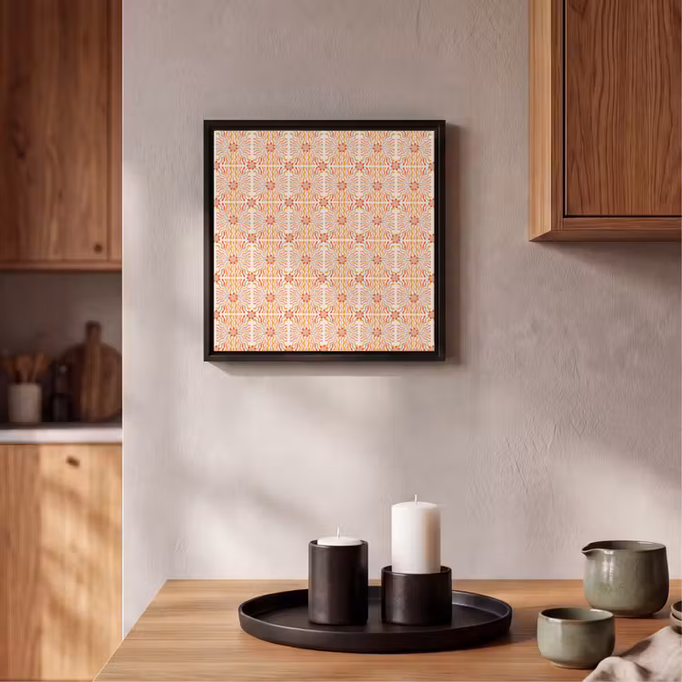 Patroon - Retro - Kleur Canvas met baklijst klein 1124 -atmosphere_sfeer2_global