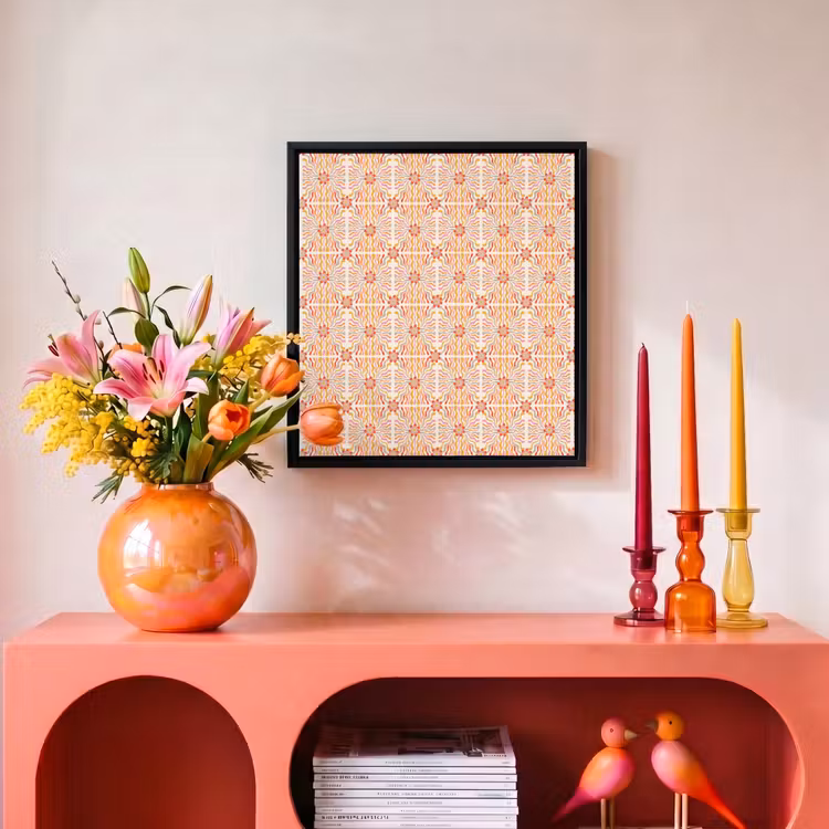 Patroon - Retro - Kleur Canvas met baklijst klein 1124 -atmosphere_sfeer3_global