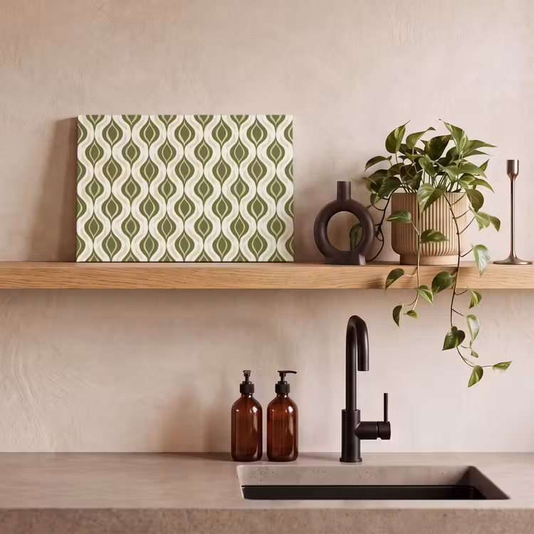 Patroon - Retro - Groen canvas 2cm klein 34 -sfeer3