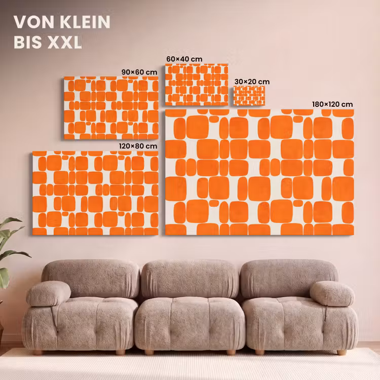Patroon - Retro - Oranje canvas 2cm klein 34 -Xsfeer8_DE
