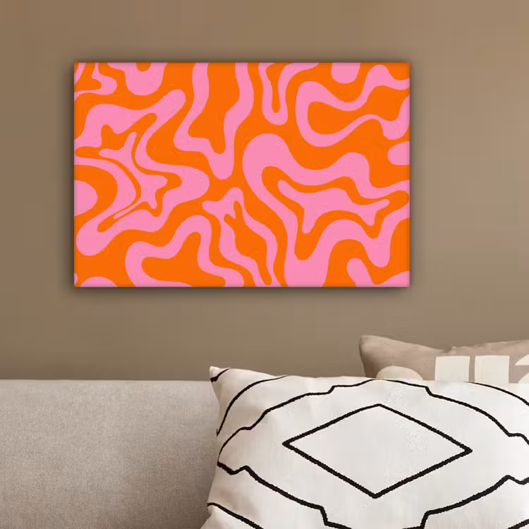 Patroon - Roze - Oranje - Abstract - Modern canvas 2cm klein -sfeer6