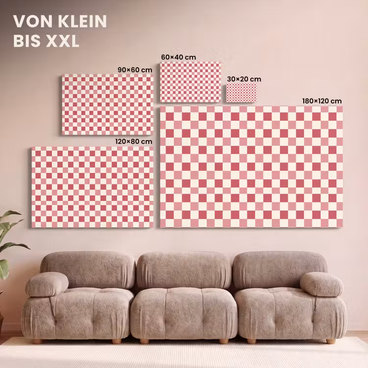Patroon - Schaak - Roze canvas 2cm klein 34 -Xsfeer8_DE