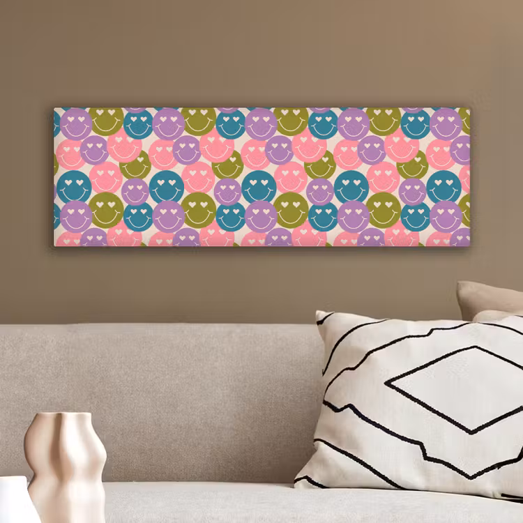 Patroon - Smiley - Kleurrijk - Hartjes canvas 2cm klein 828 -sfeer3