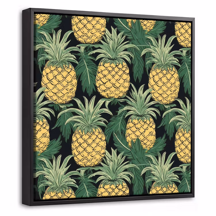 Patroon - Tropisch - Ananas - Illustratie Canvas met baklijst klein 1124 -threedimensional_3d_global