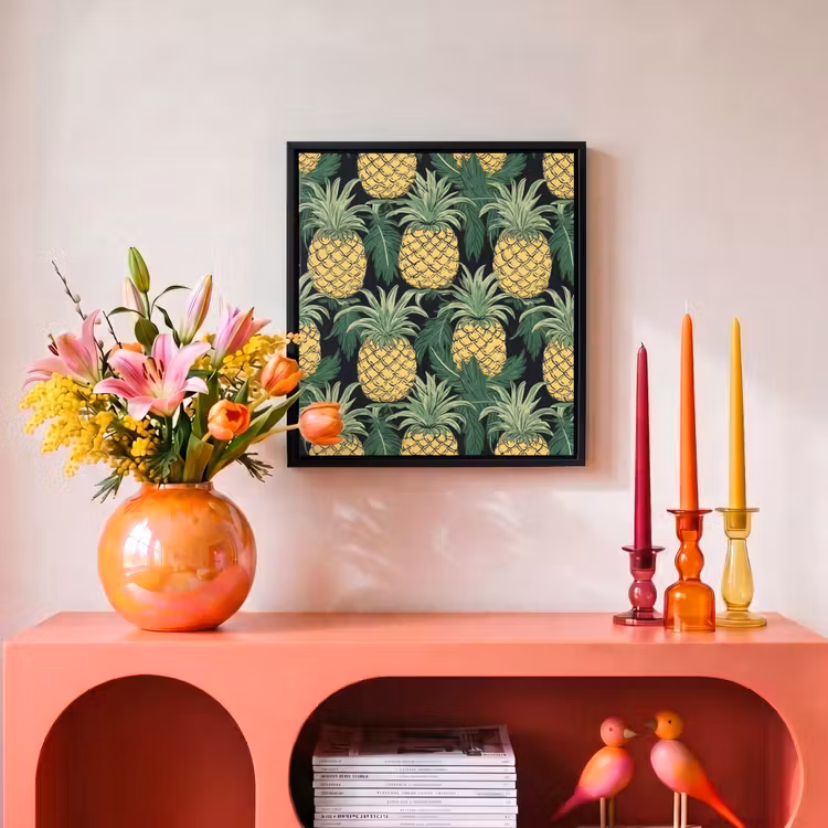 Patroon - Tropisch - Ananas - Illustratie Canvas met baklijst klein 1124 -atmosphere_sfeer3_global