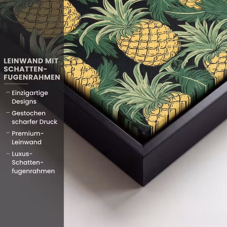 Patroon - Tropisch - Ananas - Illustratie Canvas met baklijst klein 1124 -uniquesellingpoint_productkenmerken_DE