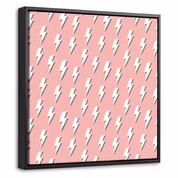 Patroon - Wit - Bliksem - Roze Canvas met baklijst klein 1124 -threedimensional_3d_global