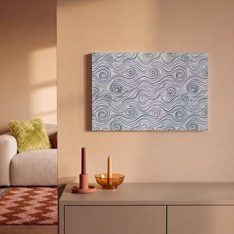 Patroon - Golven - Abstract - Modern - Blauw canvas 2cm klein -sfeer1