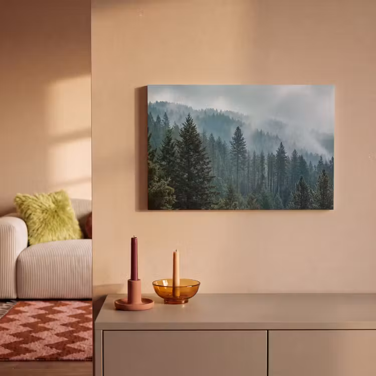 Naaldwoud - Bergen - Nebel canvas 2cm klein -sfeer1