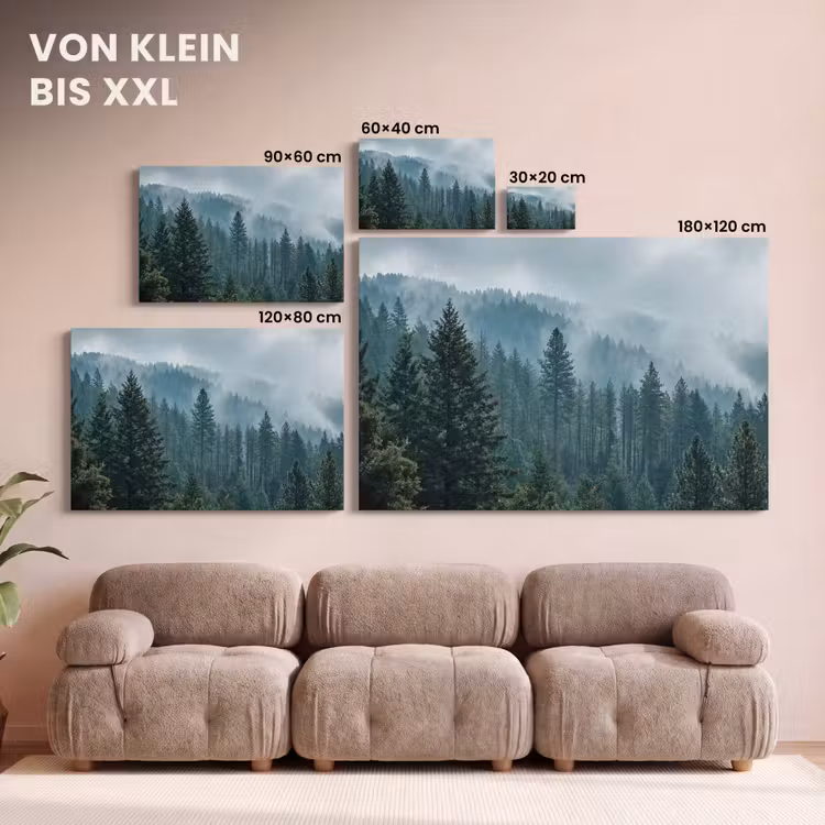 Naaldwoud - Bergen - Nebel canvas 2cm klein -Xsfeer8_DE