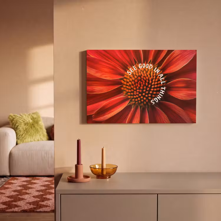 Close up - Bloem - Quote - Rood canvas 2cm klein -sfeer1