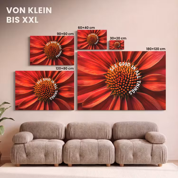Close up - Bloem - Quote - Rood canvas 2cm klein -Xsfeer8_DE