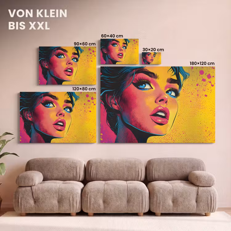 Close-up - Vrouwengezicht - Stippen - Geel canvas 2cm klein -Xsfeer8_DE
