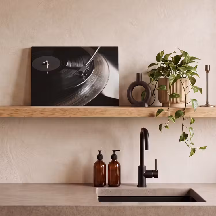 Close-up - Vinylplaat - Platenspeler - Zwart canvas 2cm klein -sfeer3