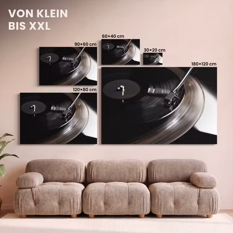 Close-up - Vinylplaat - Platenspeler - Zwart canvas 2cm klein -Xsfeer8_DE