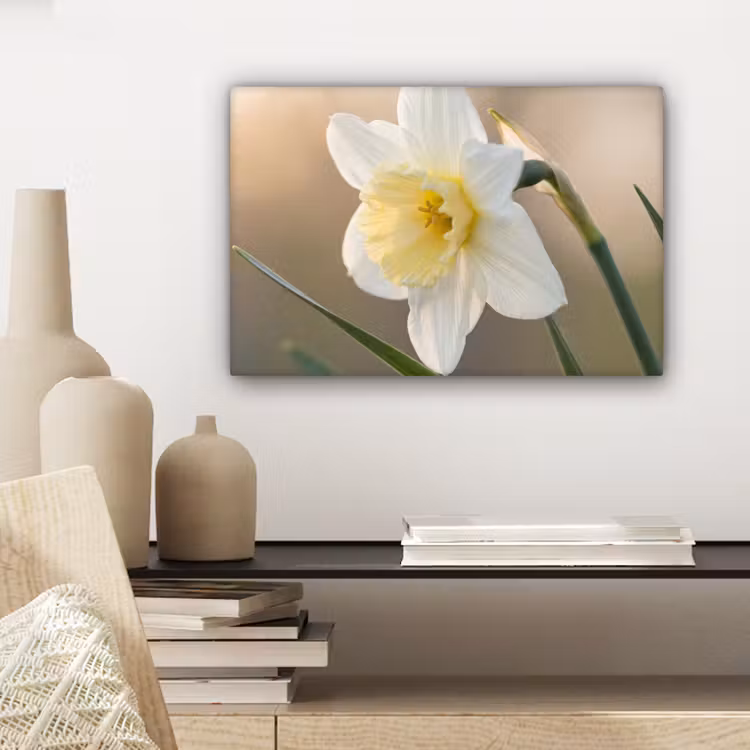 Narcis - Bloem - Minimalistisch canvas 2cm klein -closeup_print_DE