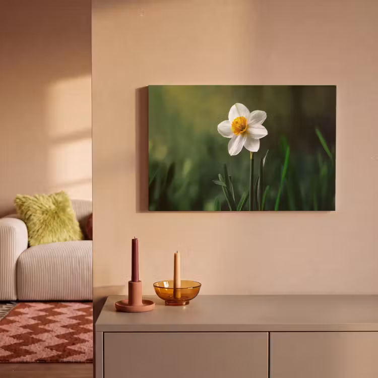 Narcis - Bloem - Wit - Grassprieten canvas 2cm klein -sfeer1