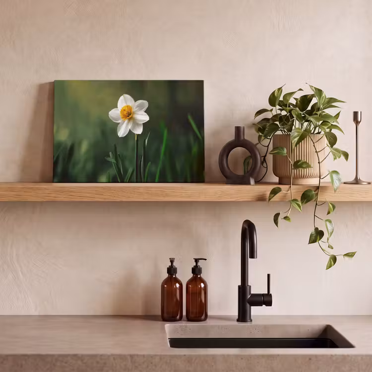 Narcis - Bloem - Wit - Grassprieten canvas 2cm klein -closeup_print_DE