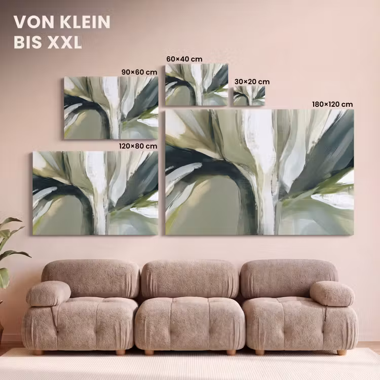 Natuur - Abstract - Groen - Penseelstreken canvas 2cm klein -Xsfeer8_DE