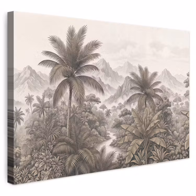Natuur - Bergen - Rivier - Tropisch - Vintage canvas 2cm klein -3d