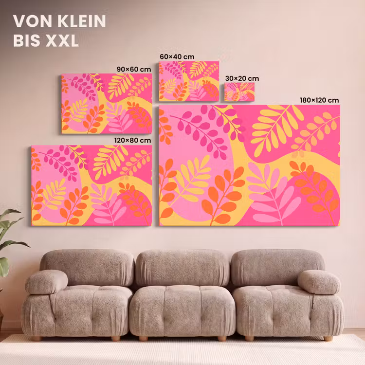 Natuur - Bladeren - Abstract - Roze - Geel canvas 2cm klein -Xsfeer8_DE