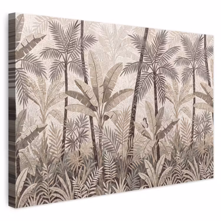 Natuur - Bladeren - Landschap - Mozaïek - Beige canvas 2cm klein -3d