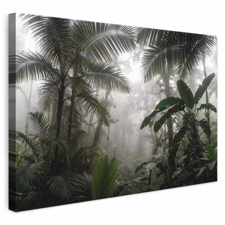 Natuur - Jungle - Mist - Groen - Bladeren canvas 2cm klein -3d